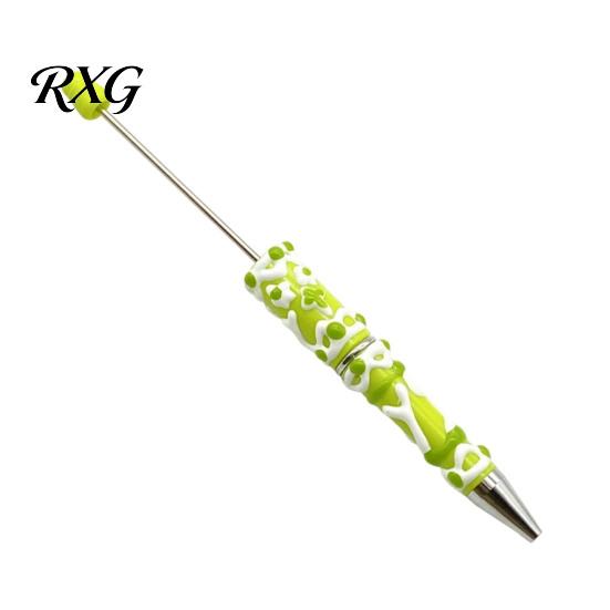 Cute Cream Texture Pen DIY Beadable Pen, Plastic Beaded Black Ink Ballpoint Handmade Style for Students Teens Teachers School Office Supplies
