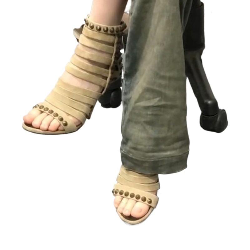 Fashion 2025 Fashion Ladies Shoes Zipper Women's Sandals New Rivet Office and Career Summer Best Seller Classic Sandals Boots Zapatos