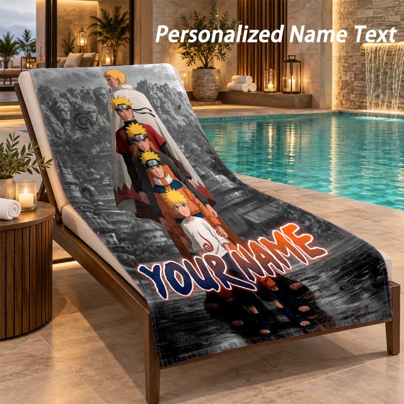 Naruto Custom Name Beach Towel Large Soft Towel for Indoor Bathroom Outdoor Beach