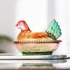 Cute Glass Chicken Shaped Storage Jar Smooth Color Decorative Hen on Nest Candy Dish with Lid Thickening Hen Candy Dish Home