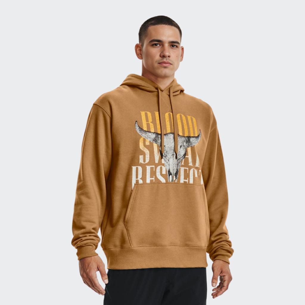 Under Armour Project Rock Johnson Series Training Спортивная флисовая толстовка с принтом Мужские топы Винтаж-коричневый 1367036-277