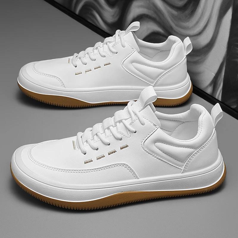 Модные Высококачественные Повседневные Кожаные Уличные Нескользящие Кроссовки Водонепроницаемые Удобные Оксфорды Мужские Дизайнерские Ботинки на Шнуровке Вулканизированная Подошва