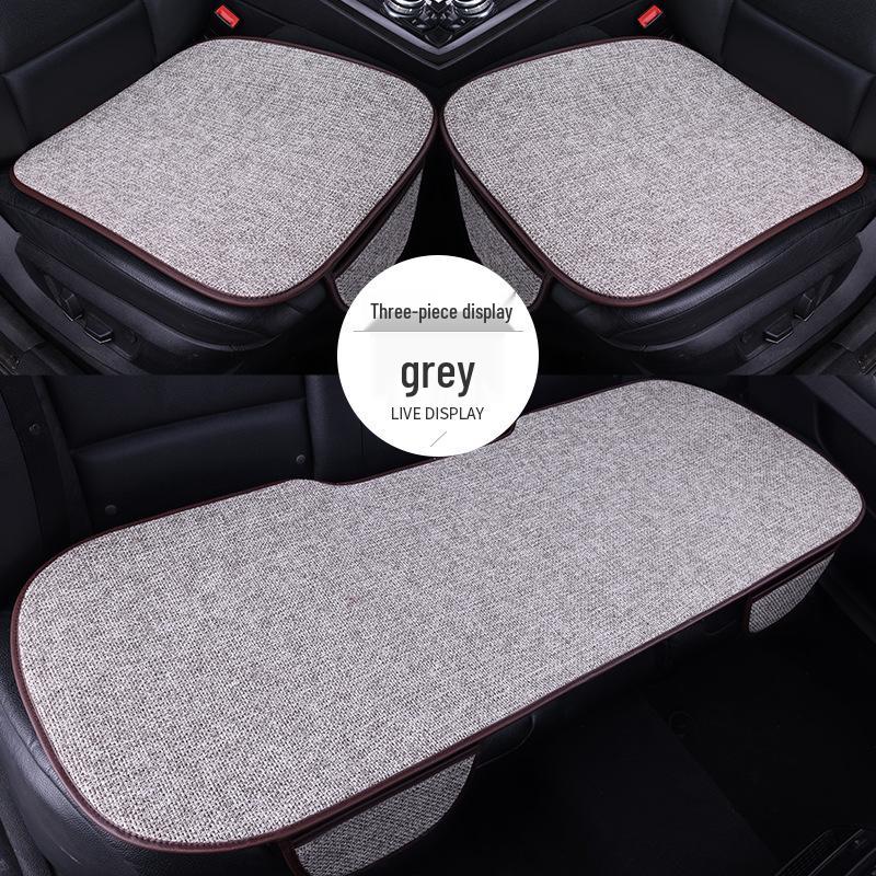 All-Season Linen Car Seat Cushion Set: Three-Piece Universal Fit for Driver/Passenger and Rear Seats