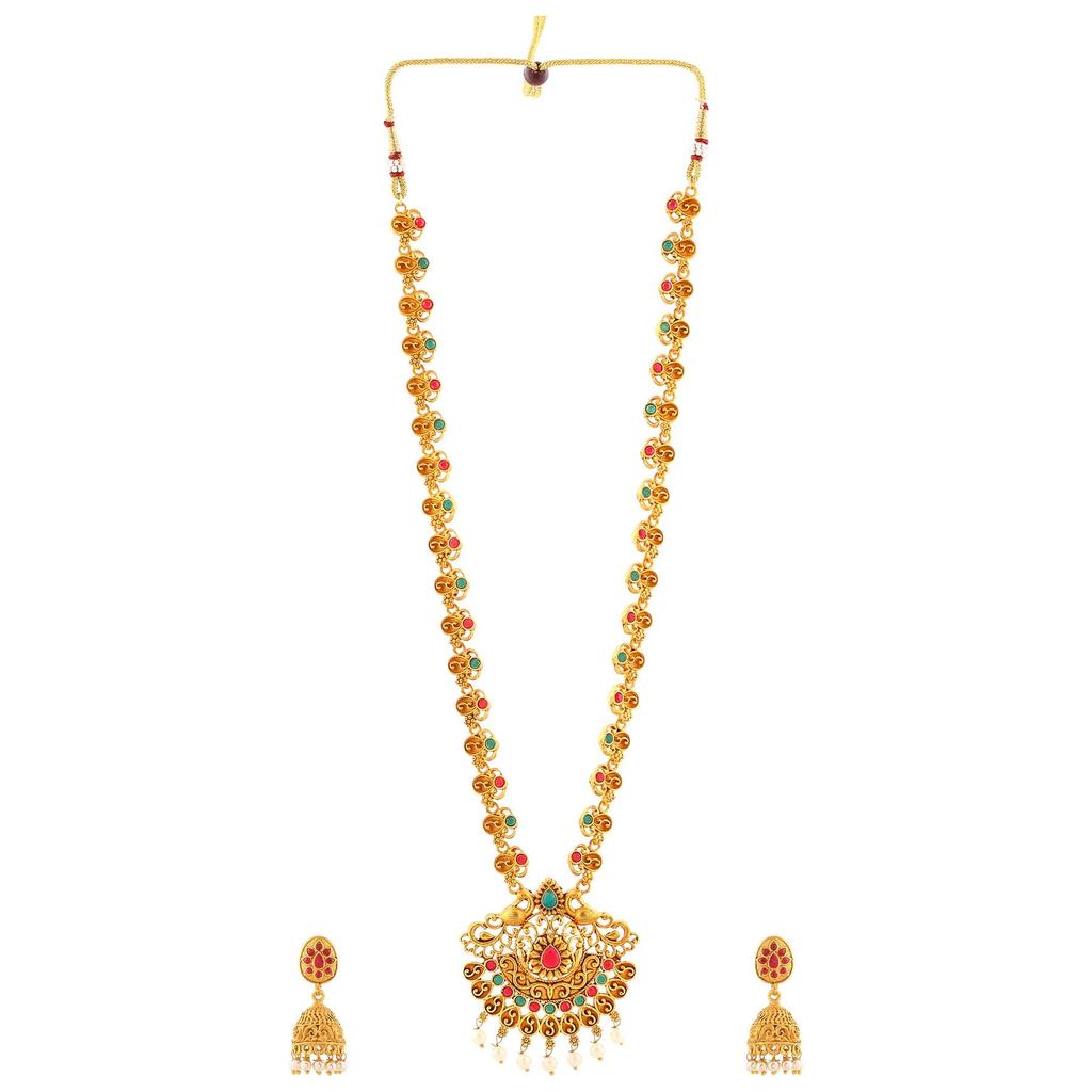 Позолоченный комплект потрясающего дизайнерского ожерелья в виде павлина с кристаллами для женщин Estele