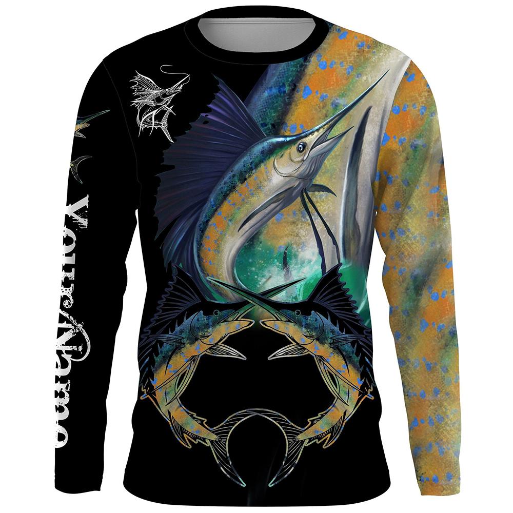 Men's Outdoor Fishing T-shirt Round Neck 3D Printed Long Sleeved Shirts