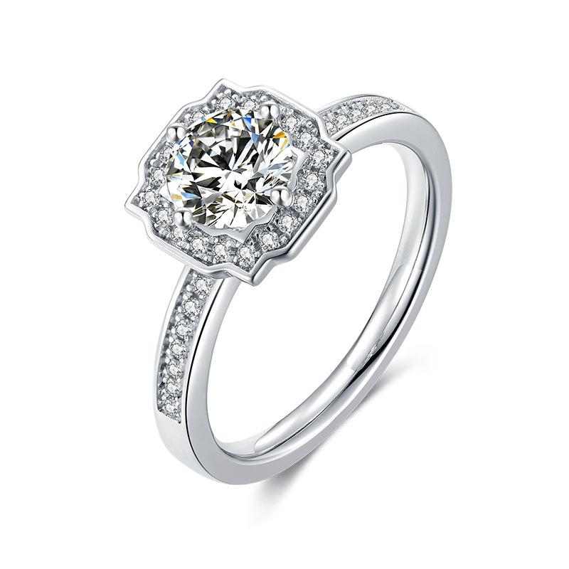 Кольцо с муассанитом S925 Посеребренное 18K Золотом Инкрустированное 1 Карат Кольцо с Муассанитом Внешняя Торговля Экспорт