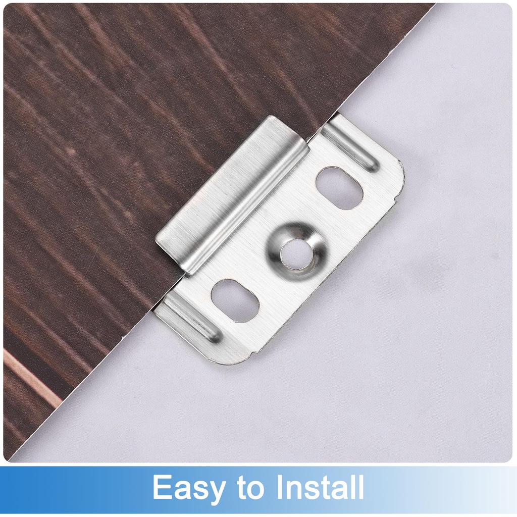 uxcell 120pcs Wall Panel Buckles Stainless Steel Integrated Wall Panel Clips Furniture Fixing Clamps Hanger Wall Mounting Clips Silver 40mmx30mmx0.4mm