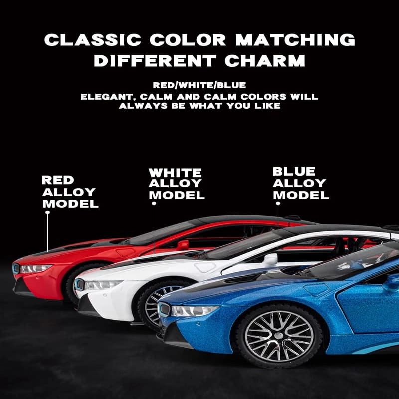 1:32 I8 Модель автомобиля из сплава, высококачественная имитация литой игрушки со звуком и светом, инерционный автомобиль, украшение, игрушка для детей, мальчиков, коллекция украшений