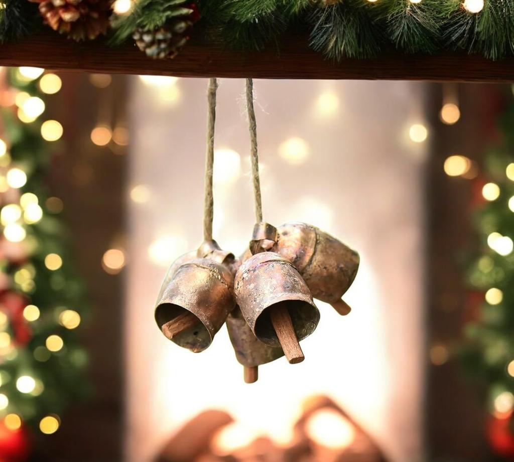 Small Metal Cow Bells 2 Inch Rustic Gold Set of 10 Handmade Jingle Bells for Crafts, Wind Chimes, Christmas Ornaments, Boho Home Decor