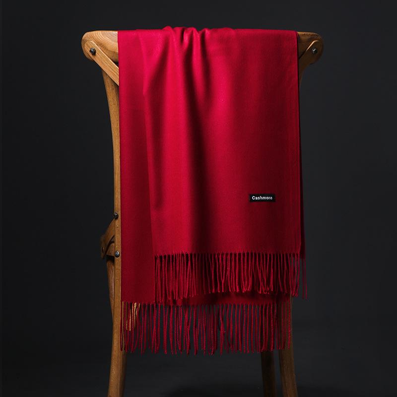 Spring And Autumn Winter New Scarf Women'S Tassel Imitation Cashmere Versatile Solid Color Scarf Dual Purpose Student Long Style Thickened