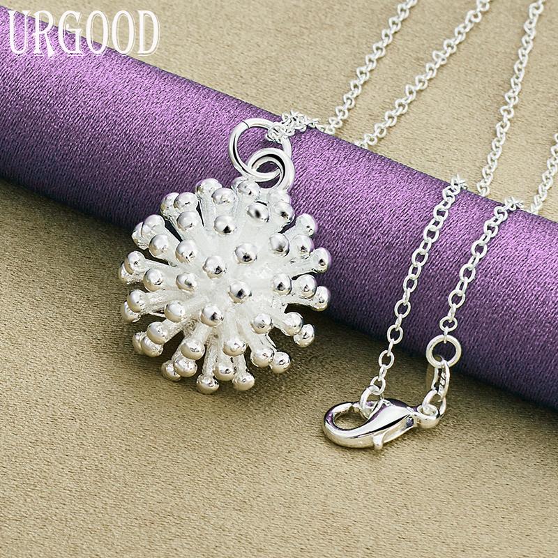 Серебряный 925 пробы кулон в виде кораллового фейерверка с цирконом, ожерелье, свадебные модные украшения