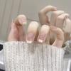 Чисто ручная работа Фототерапия Носимые ногтевые пластины Золотой французский Кошачий глаз Носимые ногти Готовый продукт Многоразовый Нейл-арт