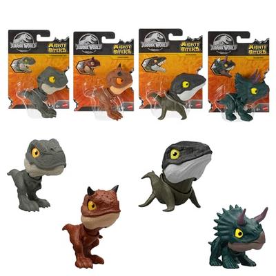 Mattel Мир Юрского периода Коллекция Жевательных Динозавров, Подвижный Ассортимент, Фигурки для Детей, 4 Мини-Фигурки, Набор в Коробке, Полный Набор, Для Детей от 4 лет, Многоцелевой,