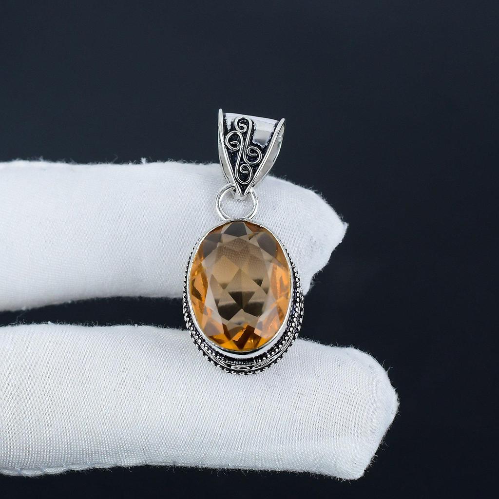 Morganite Gemstone Silver Pendant In 925 Sterling Silver - Handmade Oval Design, Everyday Wear Jewelry Father's Day Gift