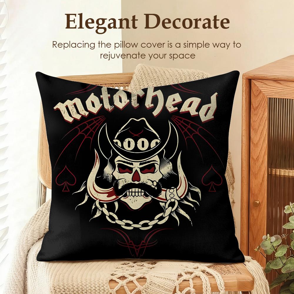Band MMotorhea Cushion Cover Natural Linen Organic Fabric DoubleSided Printing Sofa Home Decor Gift Pillow Case