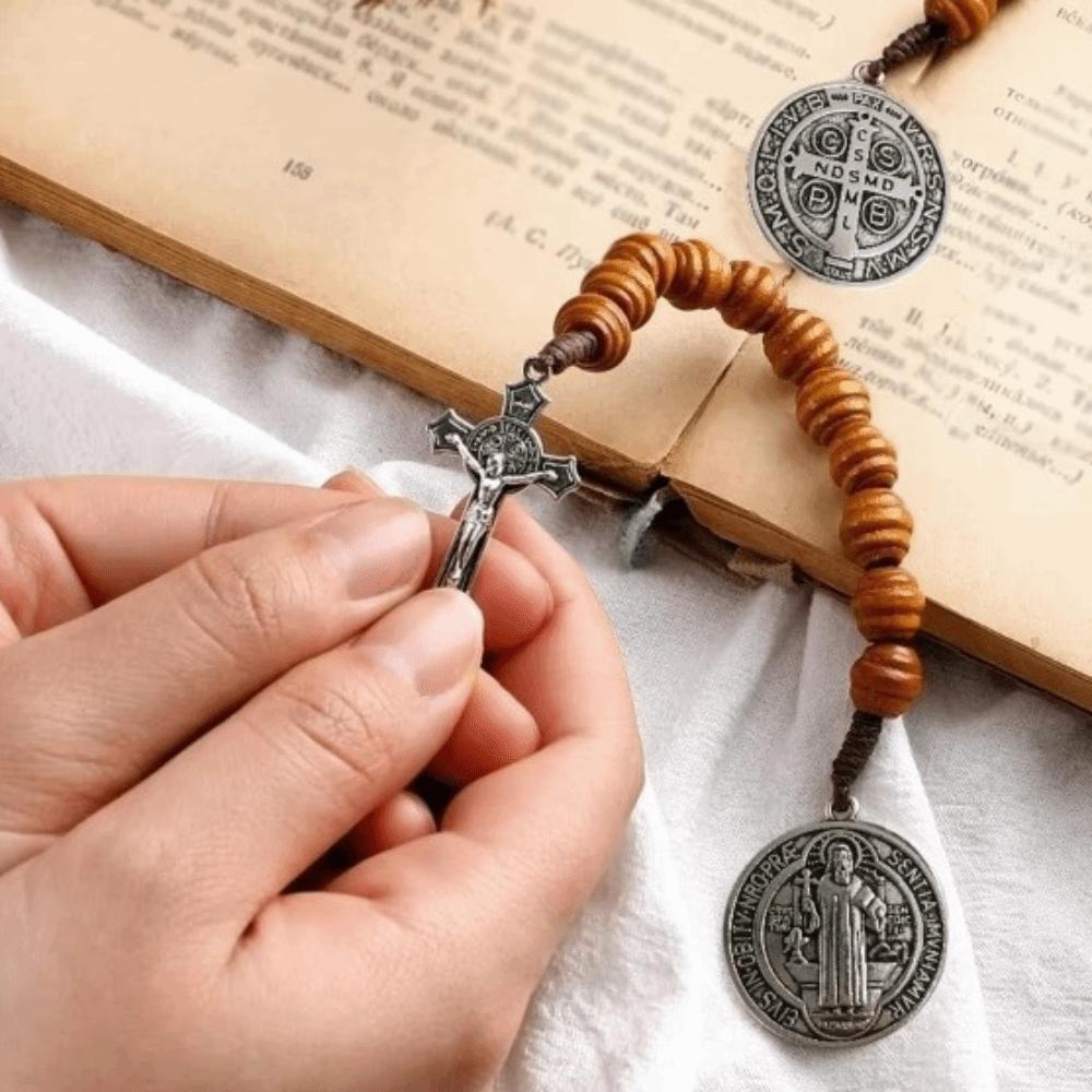 Prayer Saint Benedict Medal Blessing Saint Benedict Rosary Wooden Prayer Beads Prayerful Catholic