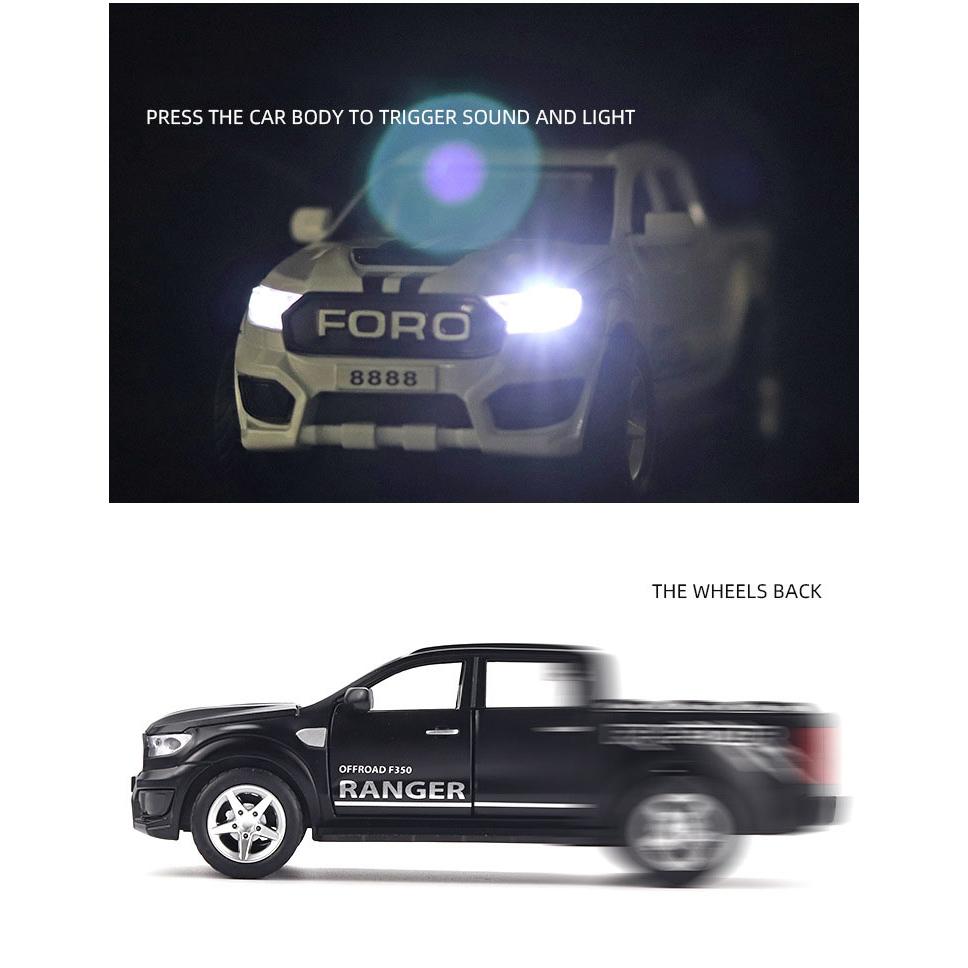 Масштаб 1/32 Ford Raptor F350 Пикап, литая под давлением модель автомобиля, игрушечный автомобиль с откатным механизмом со звуком и светом для детей, коллекция подарков для мальчиков и девочек