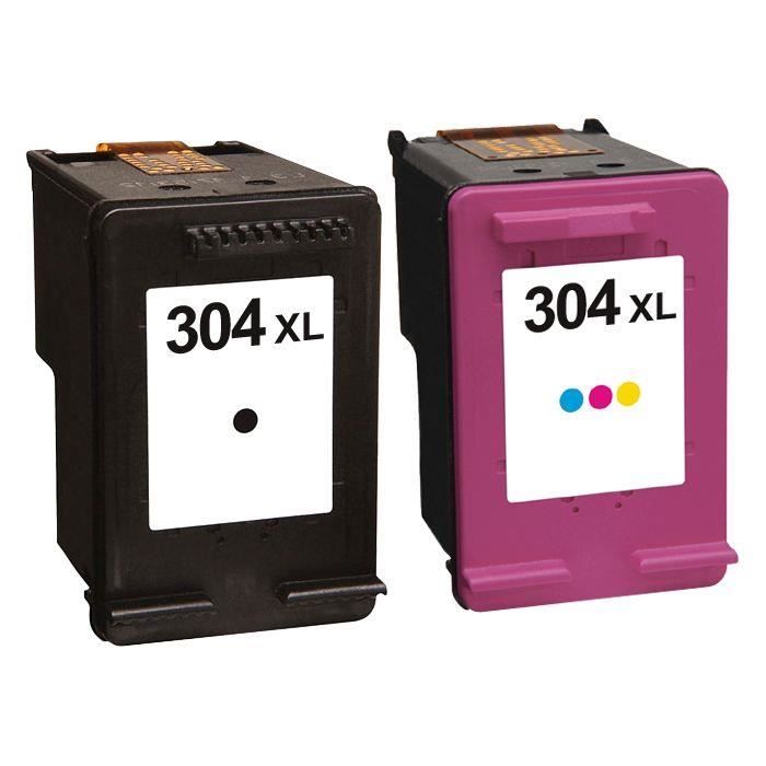 Pack 2 Ink Cartridges No. 304 XL Black and Color High Capacity for HP ENVY 5032 Printer