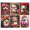 Розовый цветок Ежик алмазная живопись Diy полная квадратная круглая дрель горный хрусталь вышивка животные мозаика наборы крестиков Настенный декор
