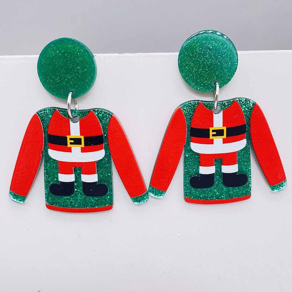Christmas Acrylic Earrings: Red Sweater, Fairy Lights, Penguin & Santa Claus Dangles