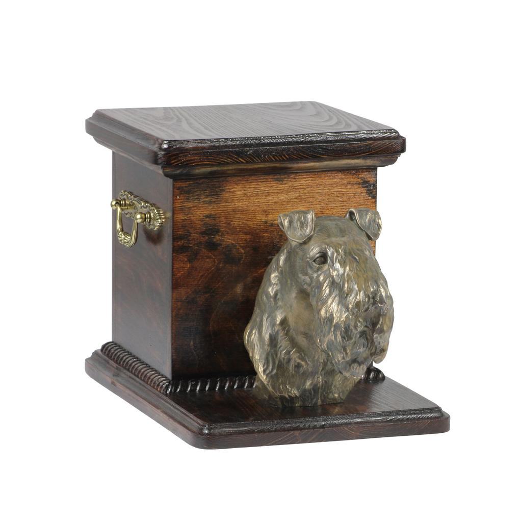 Kerry Blue Terrier, Irish Blue Terrier – Urn for dog ashes with a statuette, elegant urn for a dog | Art-Dog