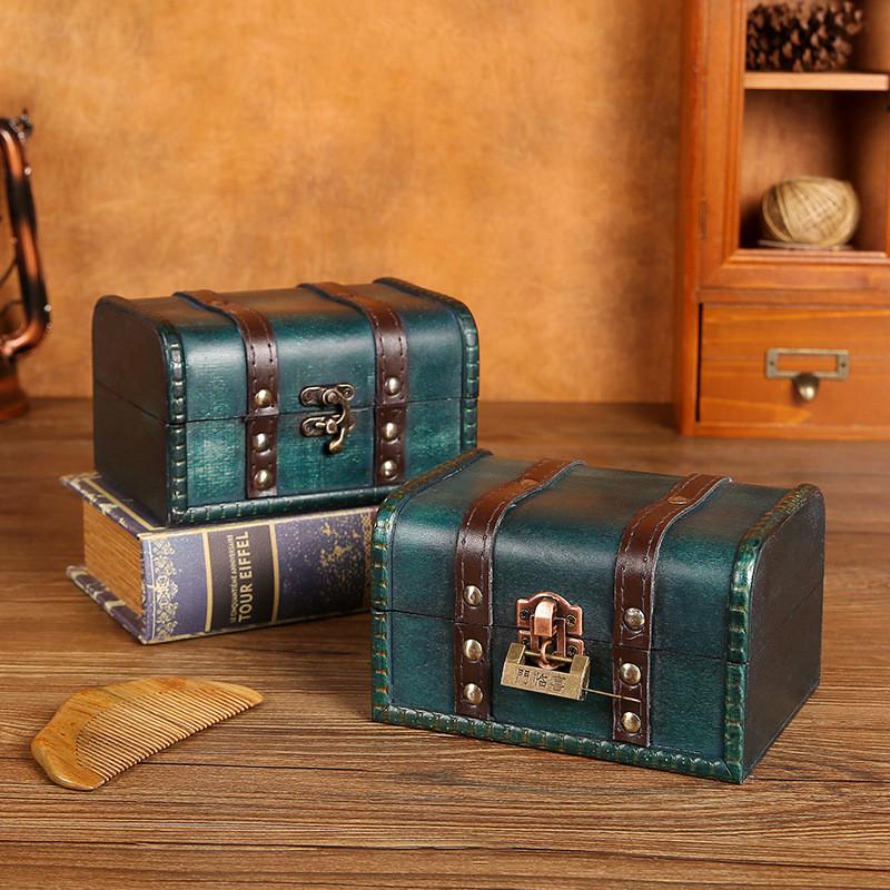 Storage Wooden Jewelry Box With Lid For Necklace Earring Organizer Decoration