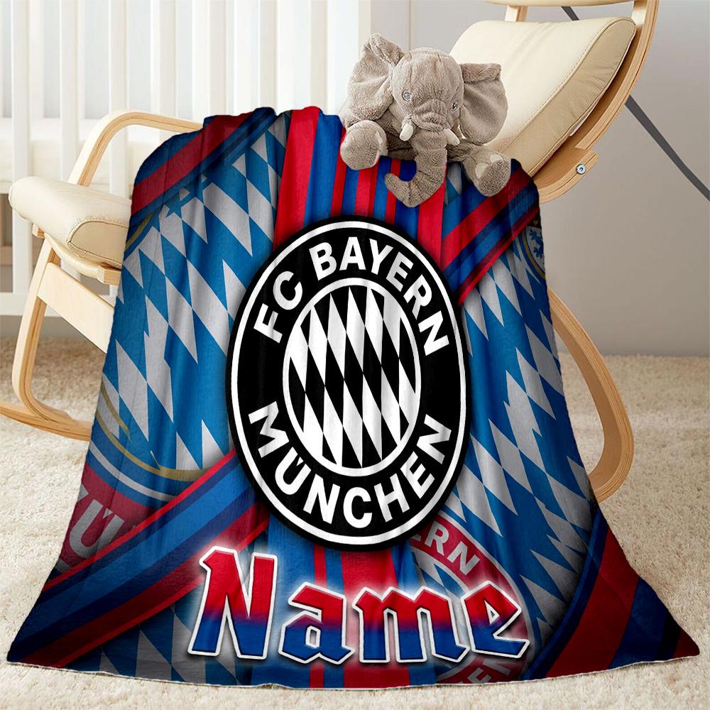 Bayern Munich Crest Personalized Text Blanket Cozy Personalized Blanket Soft & Cozy for Picnics Living Room Seaside Livingroom