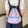 Contrast Color Drawstring  Backpacks Korean Style Shoulder Bag Cute Light Soft Nylon Bag  Girls