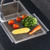15 Tube Fruit Holder Sink Roller Foldable Kitchen Dish Drying Rack Stainless Steel Bowl Organizer Basket Racks Home Accessories