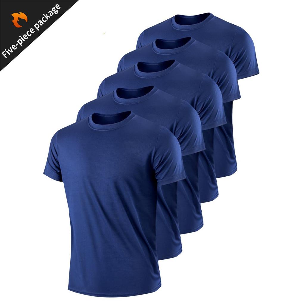 5PCS/Set Men's Casual Breathable Quick-Dry Short Sleeve Sports T-Shirts
