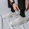 Foreign Trade Business Dress New Men's Square Head Casual Small Leather Shoes Korean Version Trendy Hairstylist Thick-soled White Single Shoes
