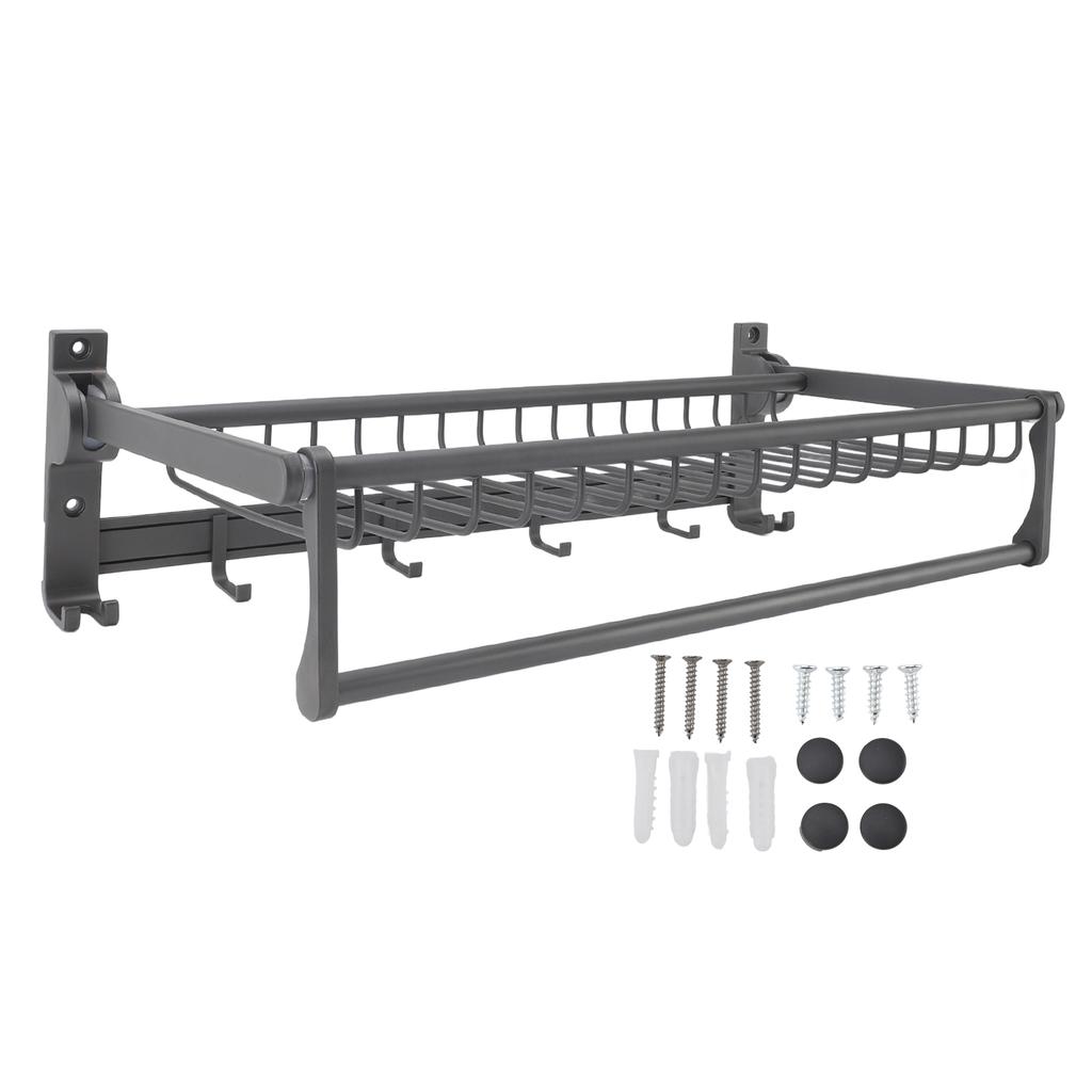 Foldable Towel Shelf Rustproof Space Aluminum Towel Holder Easy Installation Wall Mounted Towel