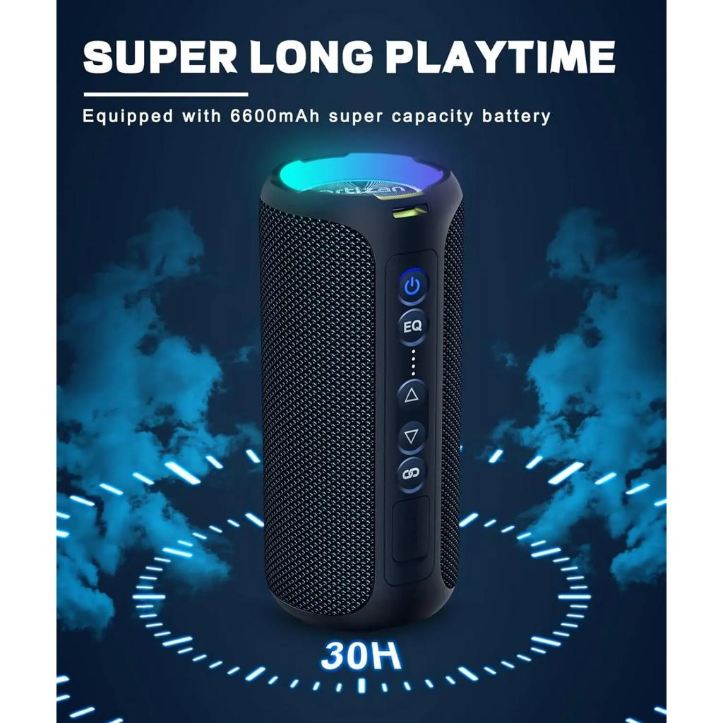 40 Вт Громкий Стерео Портативный Беспроводной Bluetooth Динамик, Водонепроницаемый IPX7 Душевой Динамик, Глубокий Бас, Светодиодная Подсветка, Микрофон, True Wireless Stereo