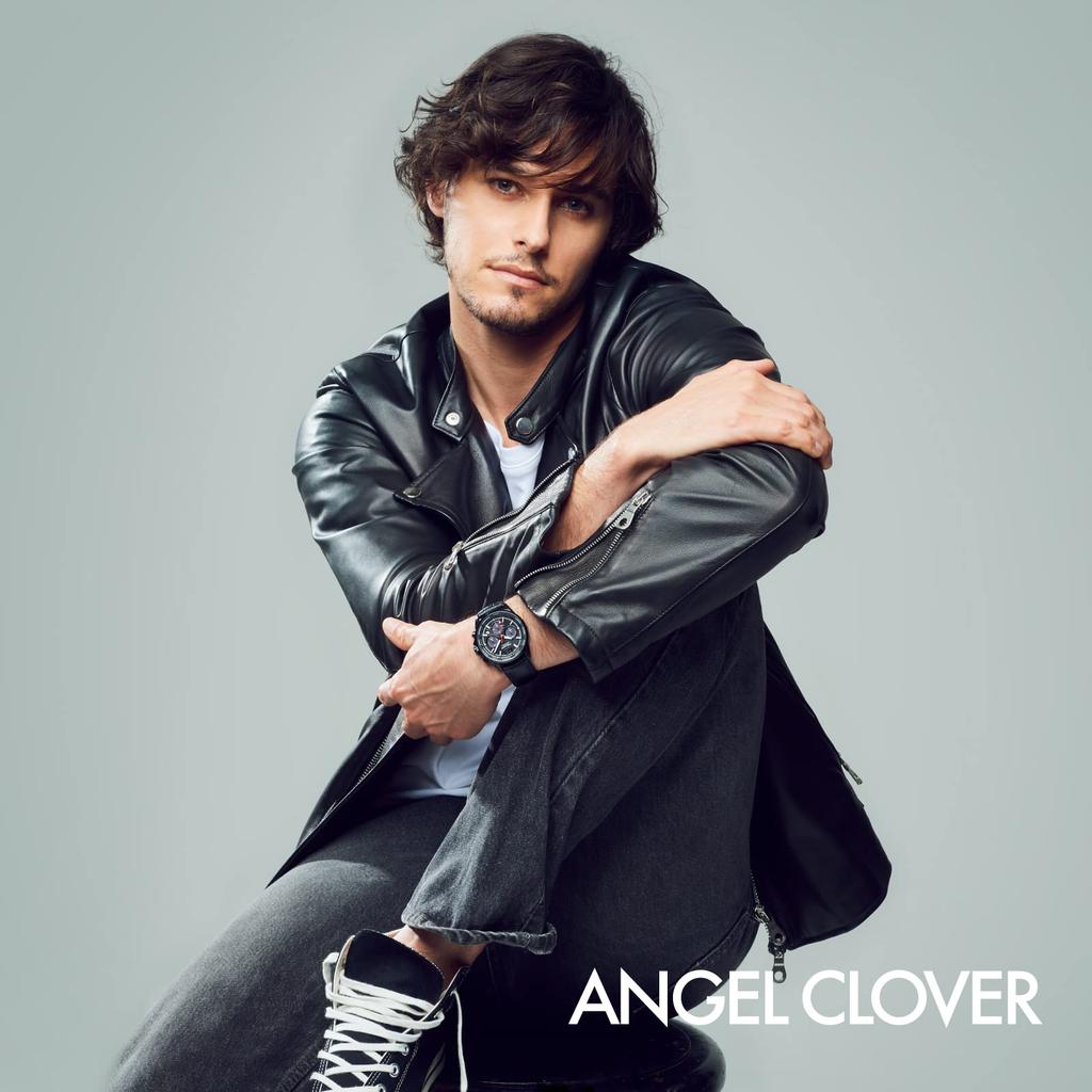 Часы Angel Clover Mondo Solar с черным циферблатом из нержавеющей стали Calf Solar Quartz 43MM Часы [ANGELCLOVER] Кожа/резина MOS42BBK-BK мужские