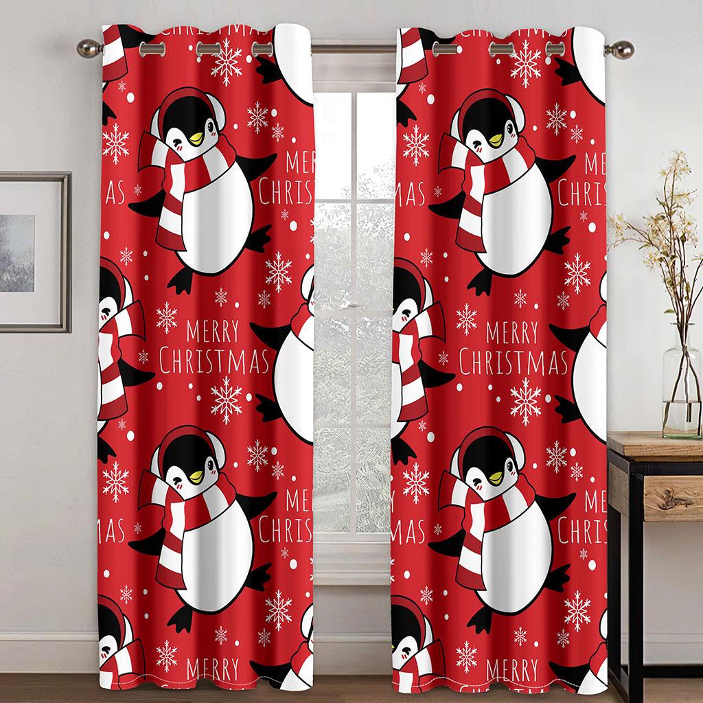 Мультфильм забавные милые с Рождеством и Новым годом детские шторы на окна для гостиной, спальни, ванной комнаты, двери, домашний декор