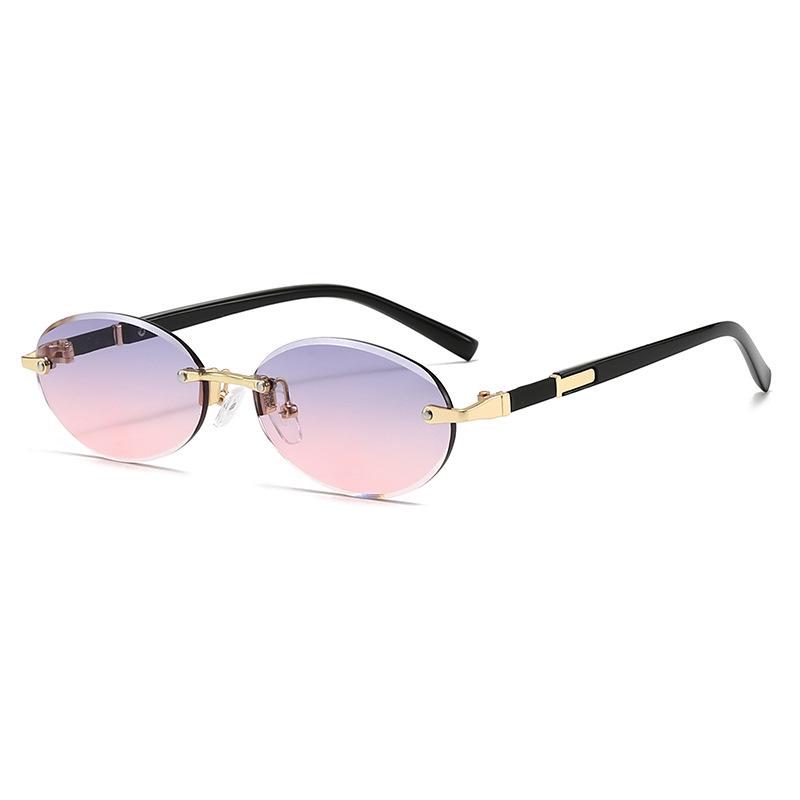 Трендовые безободковые овальные солнцезащитные очки - Заявление о хип-хоп моде для горячей девушки