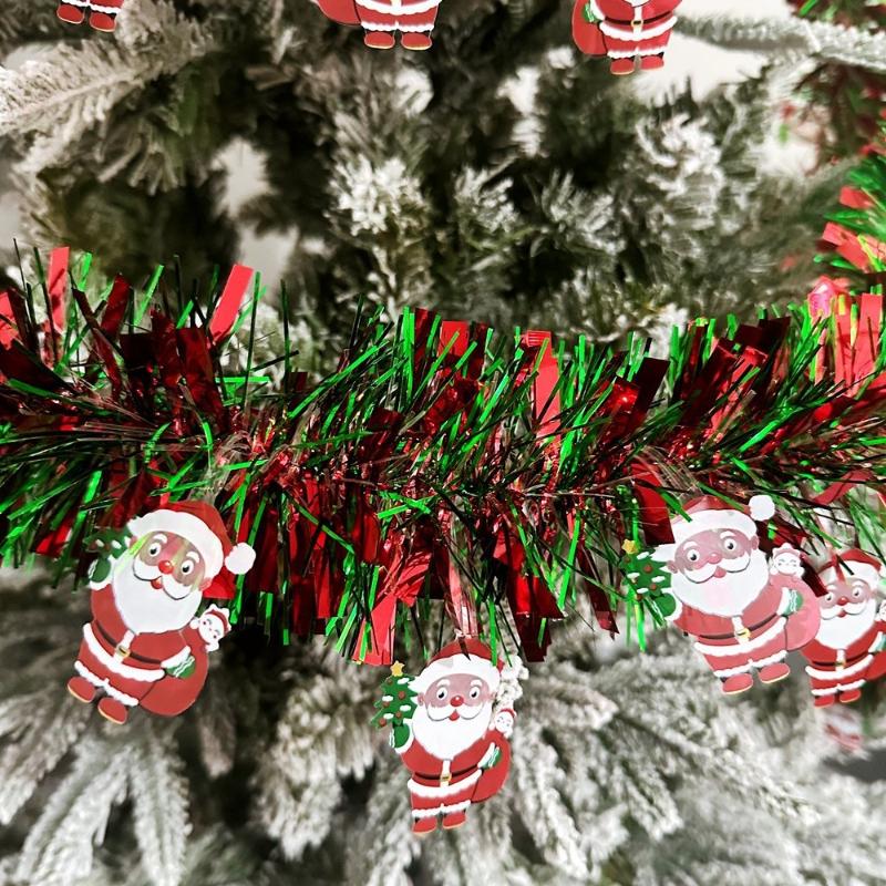 2M Рождественские мишурные ленты Декор для вечеринки в помещении DIY Рождественская елка Украшение для дома и бара Ленты с Санта-Клаусом Декор для венка Украшения