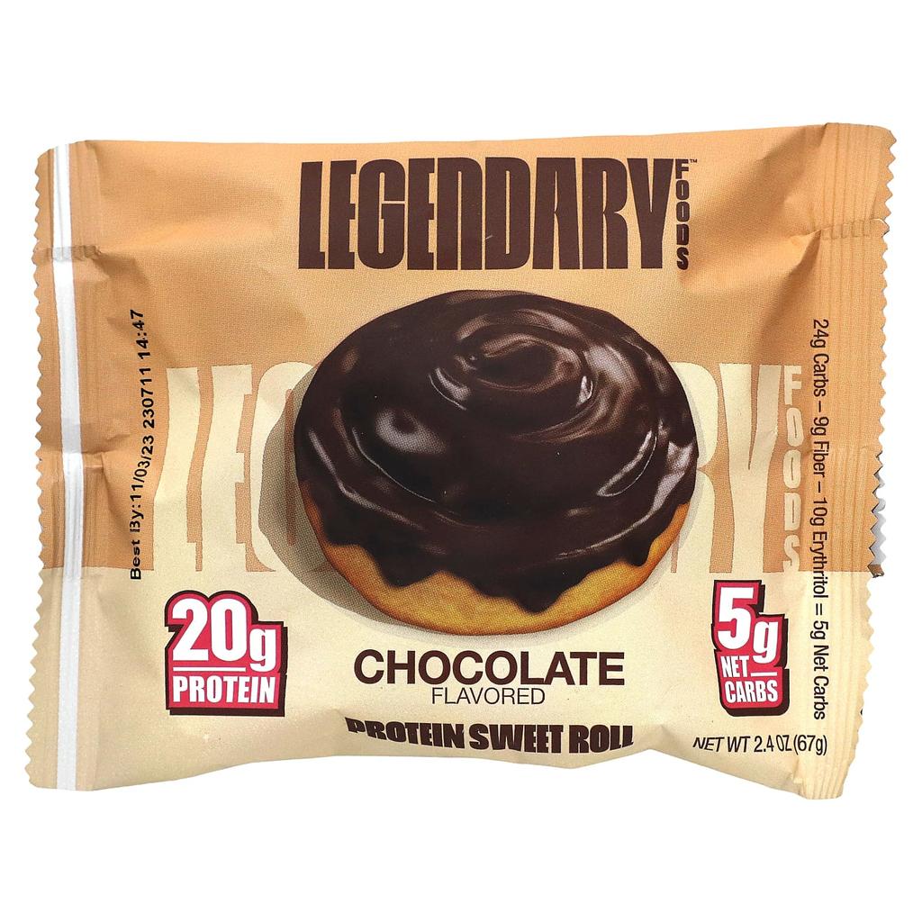 Legendary Foods Protein Sweet Rolls, Chocolate, 8 Packs, 2.4 Oz (67 G) Each