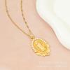 . Oval Necklace Women'S Vintage Court Style Versatile Diamond Virgin Mary Pendant Ornament