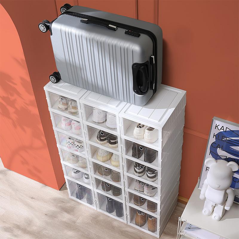 2/3/6 Layers Shoe Storage Box Foldable Sneaker Display Stand Plastic Drawer Transparent Shoe Cabinet Shoe Rack Shoe Organizer