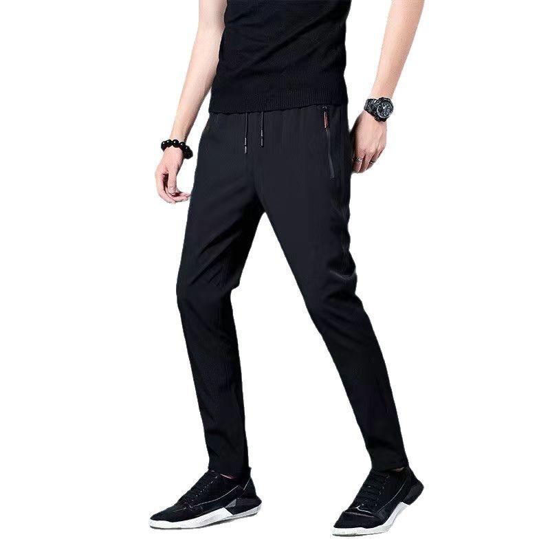 Мужские повседневные брюки Stretch Slim Fit с эластичной резинкой на талии Jogger корейские классические синие черные серые мужские фирменные брюки 5XL Plus Size