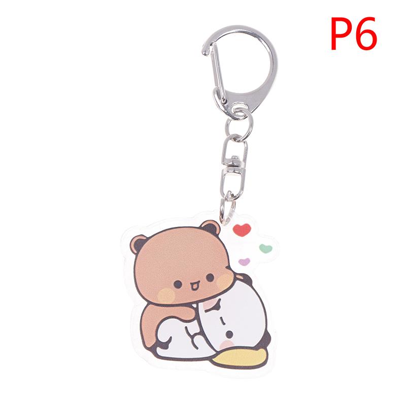 Cute Bubu Dudu Keychains Acrylic Cartoon Bear Keyring For Accessories Bag Pendant Key Chain Jewelry Fans Couple Love Gifts