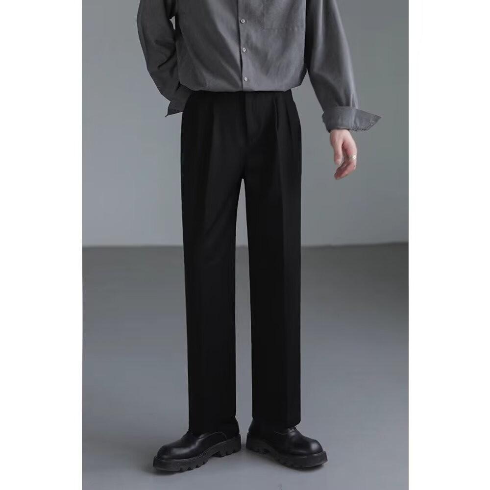 Korean-Style Loose Wide-Leg Men's Suit Pants - Trendy, Handsome, High-Grade Straight Trousers