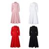 Women's Button Down T-Shirt Dress Casual Long Sleeve Maxi Dress Flowy Lapel A-line Long Dress with Pockets