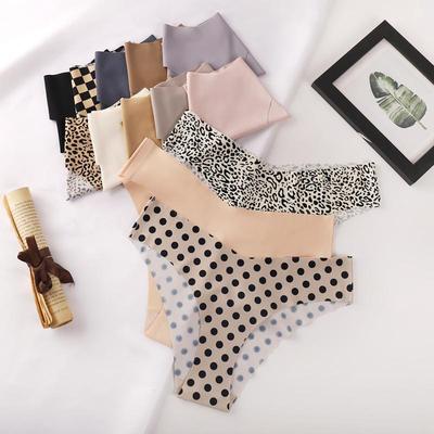 Европейские и американские бесшовные женские трусики с леопардовым принтом из ледяного шелка, быстросохнущие и удобные