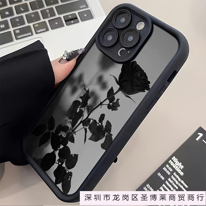 Пушистая черная роза подходит для чехла на телефон Apple 16 iPhone13/14 Diablo 11Pro силиконовый 12 противоударный XS