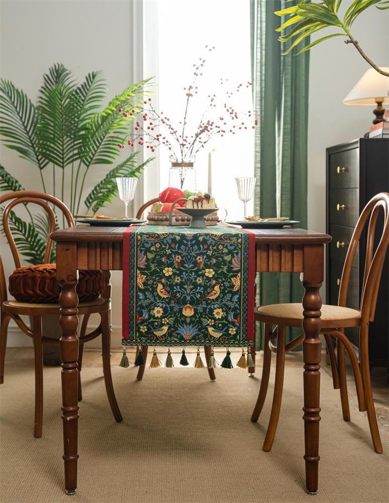 Американский Ретро Жаккардовый Сорока Цветок Кисточка Столовая Дорожка/Покрывало Полиэстер