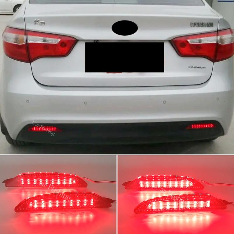 2PCS Car Rear Bumper Reflector Lamp For Kia Rio K2 Sedan 2011 2012 2013 2014 Park Brake Light Tail LED Warning Light