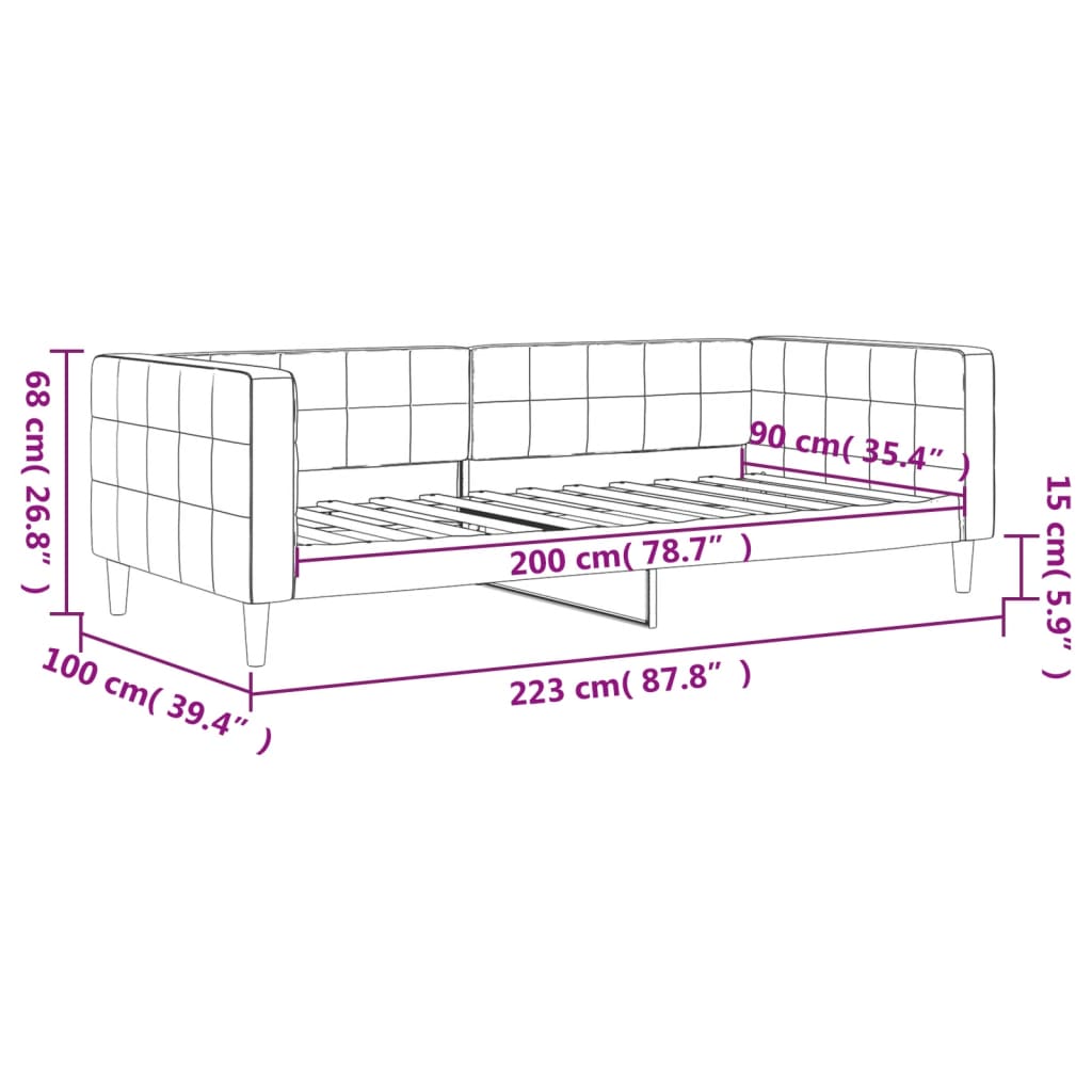 Daybed Black 90x200 cm Velvet