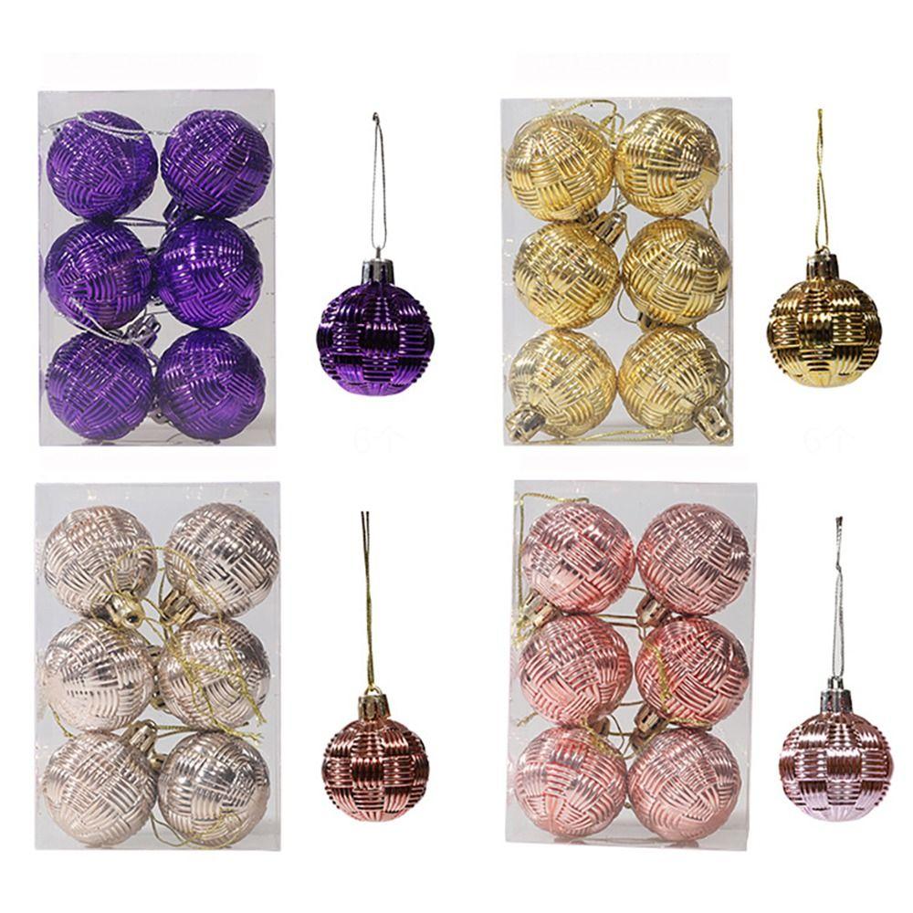 6Pcs Home Decor Christmas Decorative Ball Plastic Xmas Hanging Balls Durable Tree Ornament
